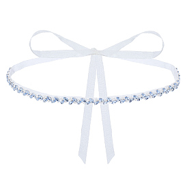 1Pc Rhinestone and White Imitation Pearl Leaf Polyester Belts for Dress