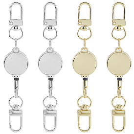 4 шт 2 цвета прочные выдвижные застежки для ключей из сплава, выдвижной держатель катушки для удостоверения личности, с двойными поворотными застежками, принадлежности для изготовления брелоков своими руками, плоско-круглые