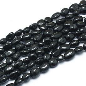 Natural Black Tourmaline Beads Strands, Tumbled Stone, Nuggets