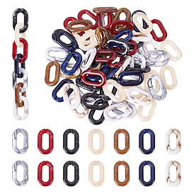 70pcs 7 anneaux de liaison acryliques couleurs, connecteurs à liaison rapide, pour la fabrication de chaînes de bijoux, style de pierres fines imitation, ovale