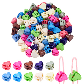 100 шт. 10 цвета пластиковые замки для шнура, застежка-кнопка с двойным отверстием на шнурке, сердце