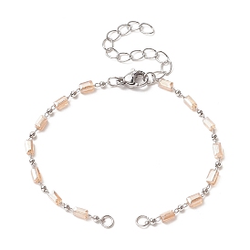 Fabrication de bracelet de chaîne à maillons de perles de verre cuboïde, avec fermoir mousqueton