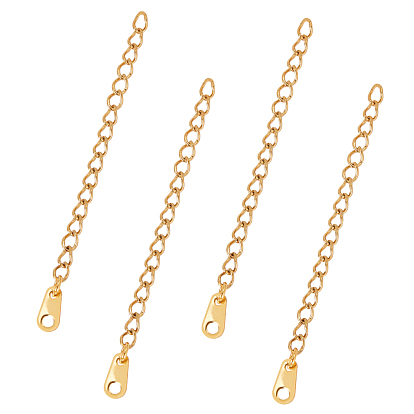 304 Stainless Steel Chain Extender, Curb Chain, with Charms, Teardrop