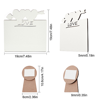 Sublimation MDF Blanks Photo Frame, for Transfer Heat Press Printing Crafts, Rectangle with Word Love