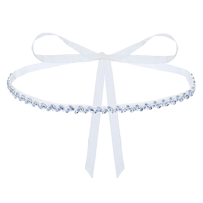 1Pc Rhinestone and White Imitation Pearl Leaf Polyester Belts for Dress