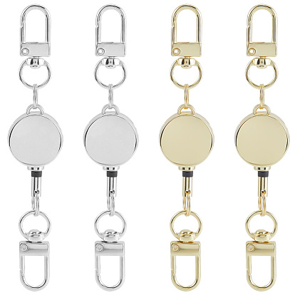4 шт 2 цвета прочные выдвижные застежки для ключей из сплава, выдвижной держатель катушки для удостоверения личности, с двойными поворотными застежками, принадлежности для изготовления брелоков своими руками, плоско-круглые
