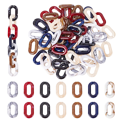 70pcs 7 anneaux de liaison acryliques couleurs, connecteurs à liaison rapide, pour la fabrication de chaînes de bijoux, style de pierres fines imitation, ovale