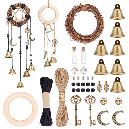 Наборы для изготовления колокольчиков своими руками, в том числе контейнеры для стеклянных бутылок, ремесло из ротанга, Подвески из сплава , железный колокол подвески