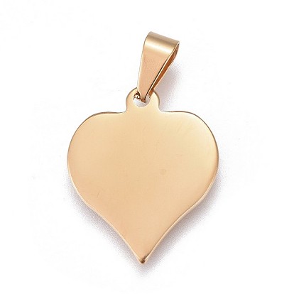 304 Stainless Steel Stamping Blank Tag Pendants, Heart