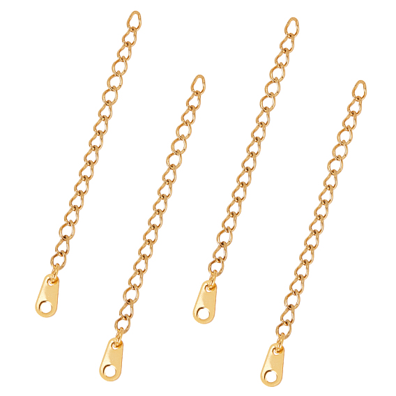 304 Stainless Steel Chain Extender, Curb Chain, with Charms, Teardrop