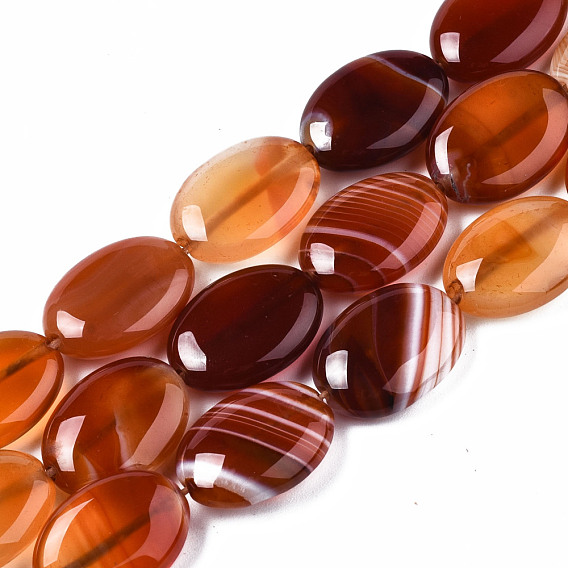Chapelets de perles rouges agate naturel, ovale