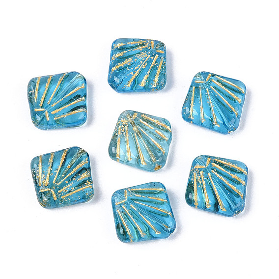 Бусины лэмпворк , формы раковины, золотой металл обвитыми