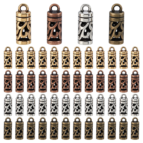 200 pièces 4 couleurs embouts de cordon style tibétain, sans cadmium et sans plomb, colonne