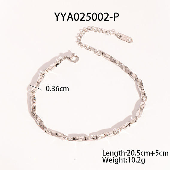 304 женский браслет на ногу из нержавеющей стали с витыми звеньями, цвет нержавеющей стали