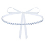 Ceinture en polyester ornée de strass et de perles blanches imitation feuille pour robe