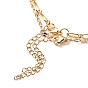 2 pcs 2 rectangle de style avec ensemble de colliers pendentif porte-bonheur, colliers à maillons ovales en laiton et chaînes plaquées pour femmes
