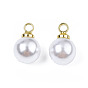 ABS Plastic Imitation Pearl Pendants, with Brass Findings, Round