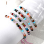 Браслеты из круглых бусин с натуральными и синтетическими смешанными камнями, регулируемые браслеты из шнура для женщин