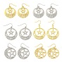 304 Stainless Steel Dangle Earrings for Women, Moon with Star