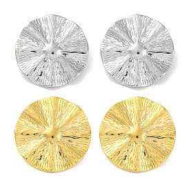 304 Stainless Steel Textured Flat Round with Sun Stud Earrings