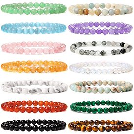 Ensemble de bracelets de perles de cristal de guérison, 6mm pierre ronde énergie élastique bijoux faits à la main
