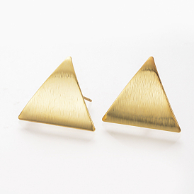 Accessoires clous d'oreilles , avec boucle, sans nickel, réel 18 k plaqué or, triangle