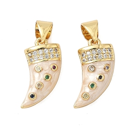 Кулоны с эмалью из латуни с микро паве, красочные кубические циркония, рог, без кадмия и без свинца, долговечный, стойки покрытие