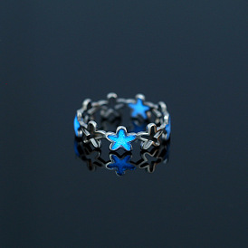 Lumineux 304 bague étoile en acier inoxydable, bijoux phosphorescents pour femmes