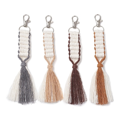 Подвесные украшения из хлопкового шнура макраме ручной работы, с поворотными застежками из цинкового сплава