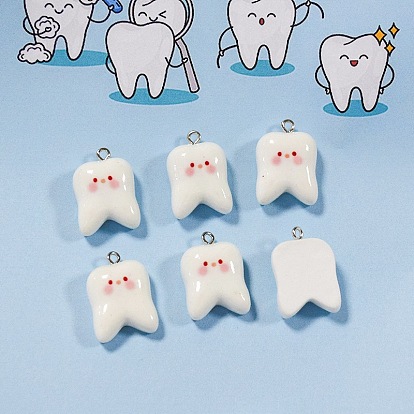 Непрозрачные подвески смолы, зубной амулет, с платиновыми железными петлями