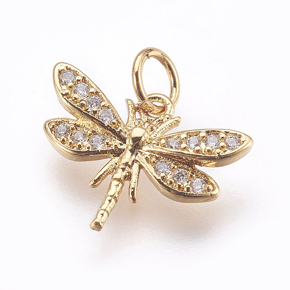 Латунные микро проложить кубического циркония подвески, без свинца и без кадмия, стрекоза