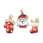 Рождественские тематические латунные подвески с микропаве и кубическим цирконием, без кадмия, без никеля и без свинца, с эмалью
