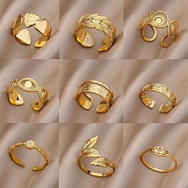 Adjustable Couples Ring 18K Gold Plated Stainless Steel Jewelry
