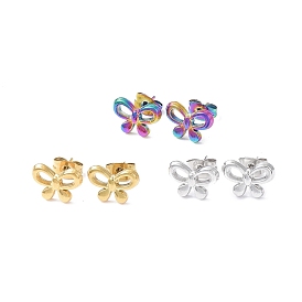 Ion Plating(IP) 304 Stainless Steel Stud Earring for Women, Hollow Butterfly