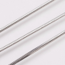 304 Stainless Steel Square Snake Chains, with Spool, Soldered
