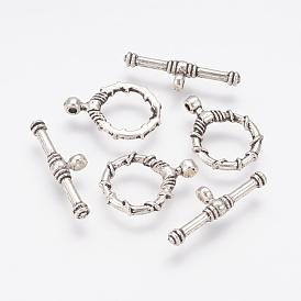 Tibetan Style Alloy Toggle Clasps, Ring