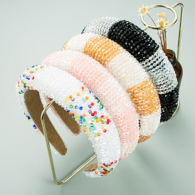 Handmade Crystal Beaded Headband with Dual-tone Design for Women's Spring Fashion