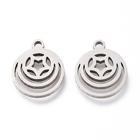 Ионное покрытие (ip) 304 брелоки из нержавеющей стали, лазерная резка, плоские круглые со звездой