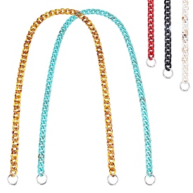 5 Strands 5 Color Handmade Acrylic Curb Chains, Imitation Gemstone, with Alloy Spring Gate Rings