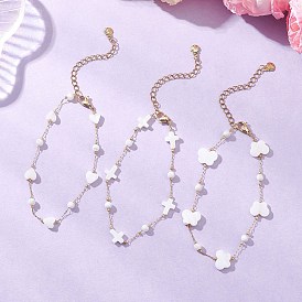 Браслеты из натуральных бусин-ракушек, 304 браслеты из нержавеющей стали со скрепками для женщин, разнообразные