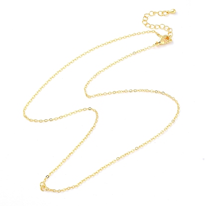 Rack Plating Brass Flat Cable Chain Necklaces, Long-Lasting Plated, Lead Free & Cadmium Free