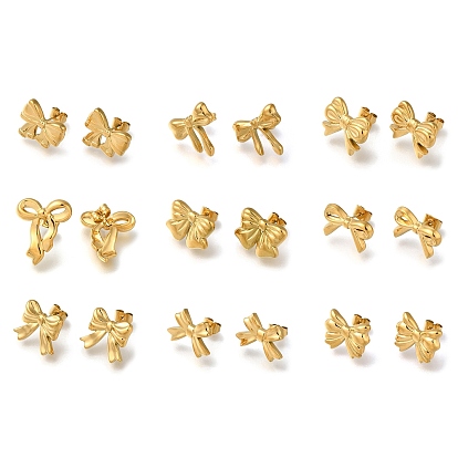 304 серьги-гвоздики из нержавеющей стали для женщин, бантом