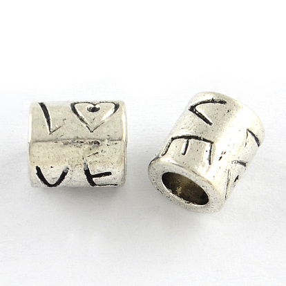 Европейские сплавочные бусины тибетского стиля , крупные бусины столбцов дыра, без кадмия и без свинца, 8x9 мм, Отверстие : 4.5 мм , около 617 шт / 1000 г