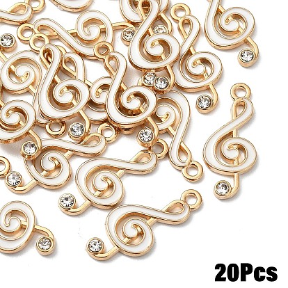 20 шт. Подвески из сплава эмали, с кристально горный хрусталь, музыкальная нота, золотой свет