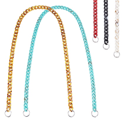 5 Stränge 5 Farbe handgefertigte Acryl-Panzerketten, Nachahmung Edelstein, mit Alu-Federtorringen