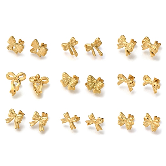 304 серьги-гвоздики из нержавеющей стали для женщин, бантом