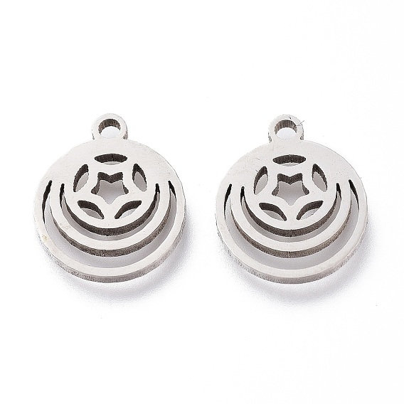 Ионное покрытие (ip) 304 брелоки из нержавеющей стали, лазерная резка, плоские круглые со звездой