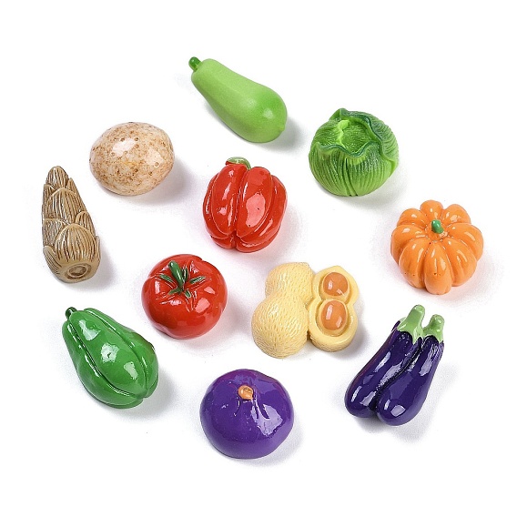 Непрозрачная смола декодирует кабошоны, имитация овощей, разноцветные