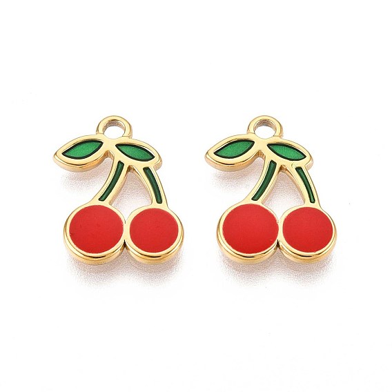 304 прелести нержавеющей стали, с эмалью, вишневое очарование, реальный 18 k позолоченный, ионное покрытие (ip)