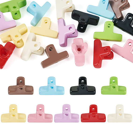 18шт. 9 цвета, запеченная краска, непрозрачные акриловые бусины, клипсы